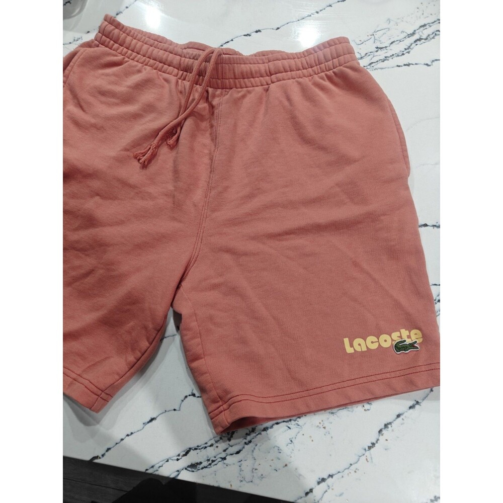 Lacoste Regular Fit Fleece Shorts Large Mens Peach Gator Logo Drawstring